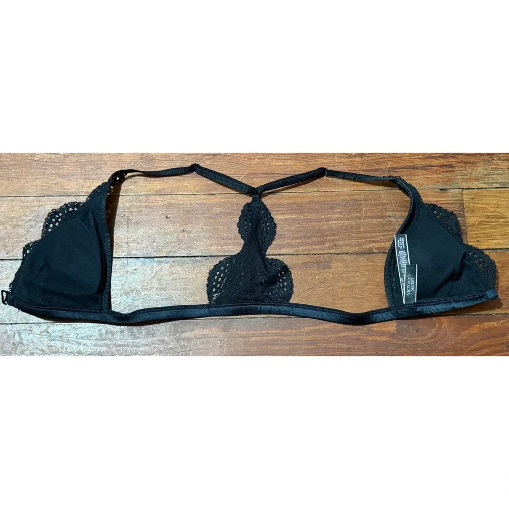 Victoria's‎ Secret Black Lace Front-Clasp Racerback Bralette Small S/P/CH